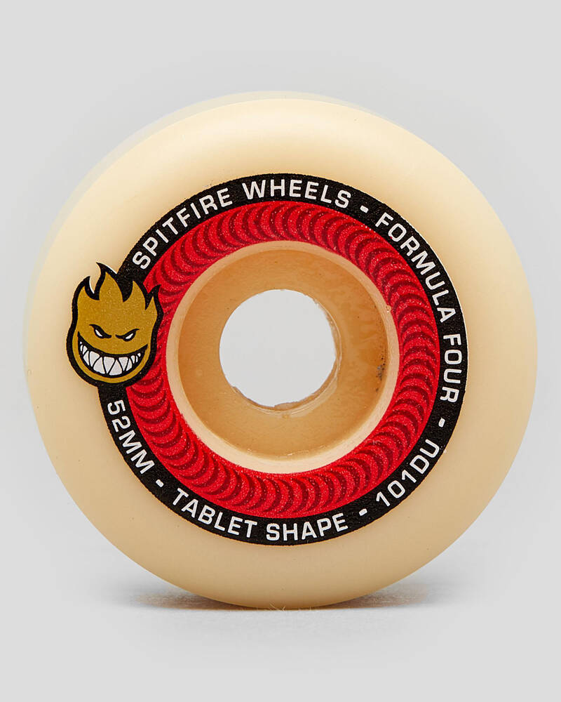 Spitfire F4 101 Tablets Natural 52mm Skateboard Wheels In White Fast