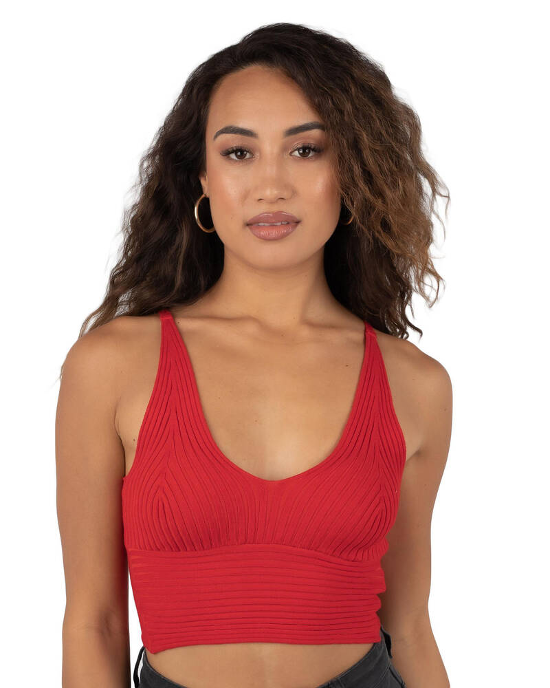 Shop Ava And Ever Buffy Knit Top In Red Fast Shipping & Easy Returns