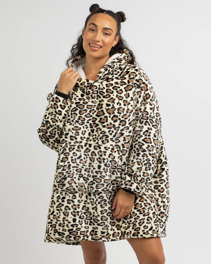 Mooloola Leopard Hooded Blanket for Womens