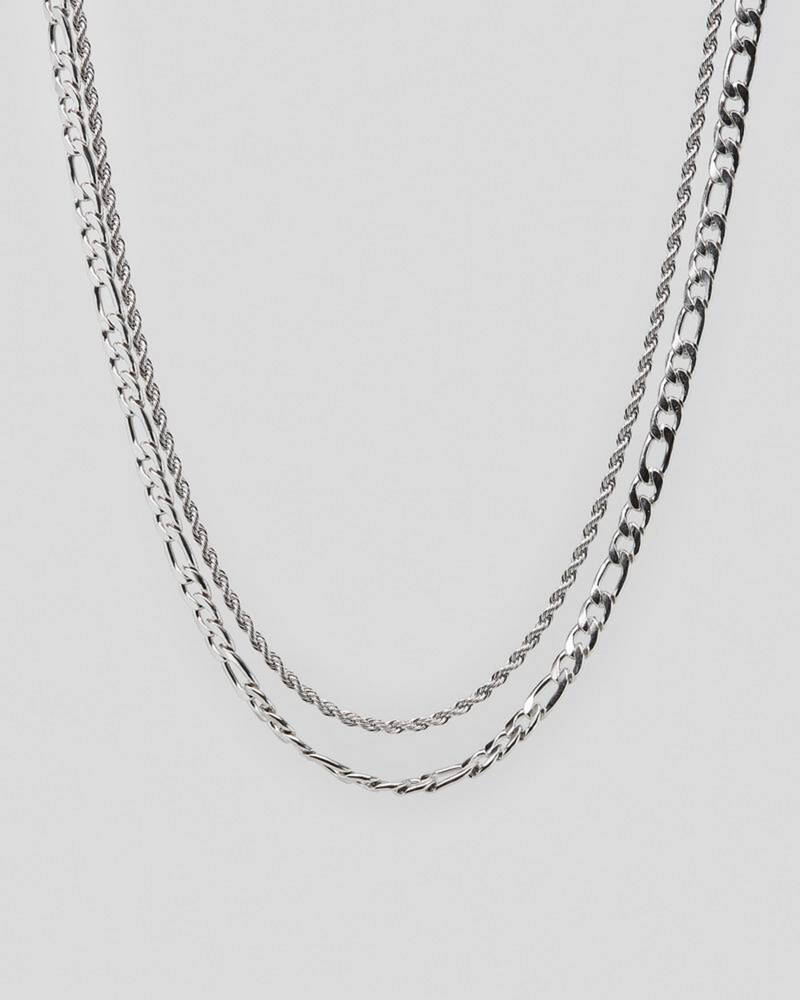 REPUBLIK Silver Combo Chain Necklace for Mens