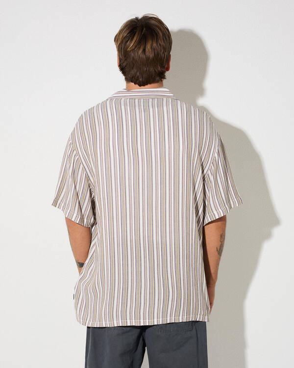 Brixton Bunker Twisted Stripe Short Sleeve Shirt for Mens