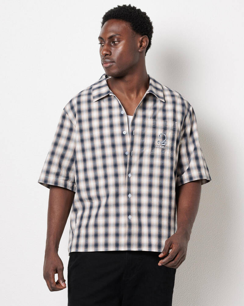Thrills Paradise Falling Short Sleeve Cropped Check Shirt for Mens