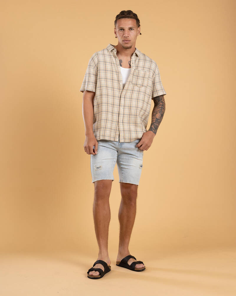 Lucid Torn Denim Walk Shorts for Mens