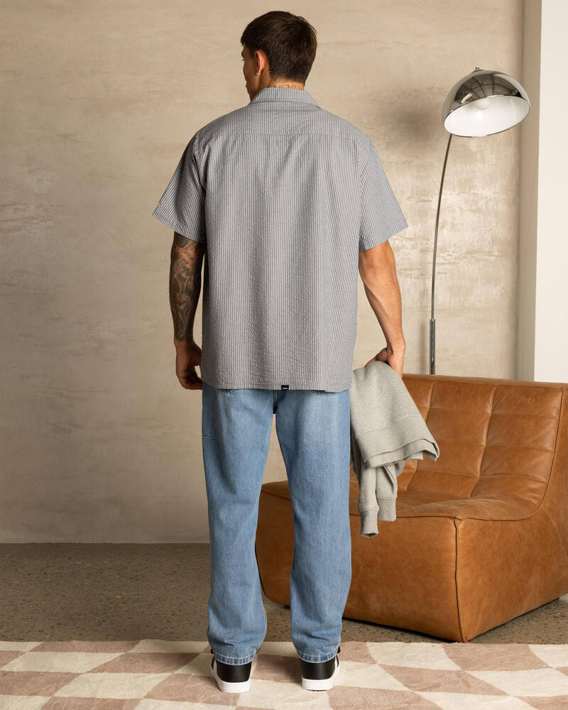 Thrills Union Short Sleeve Stripe Work Shirt for Mens