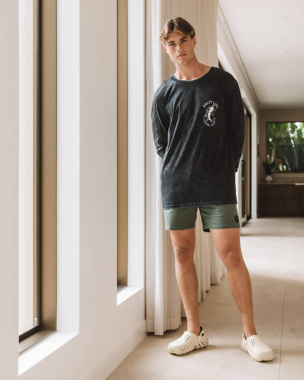 Salty Life Ocean's Wrath Long Sleeve T-Shirt for Mens