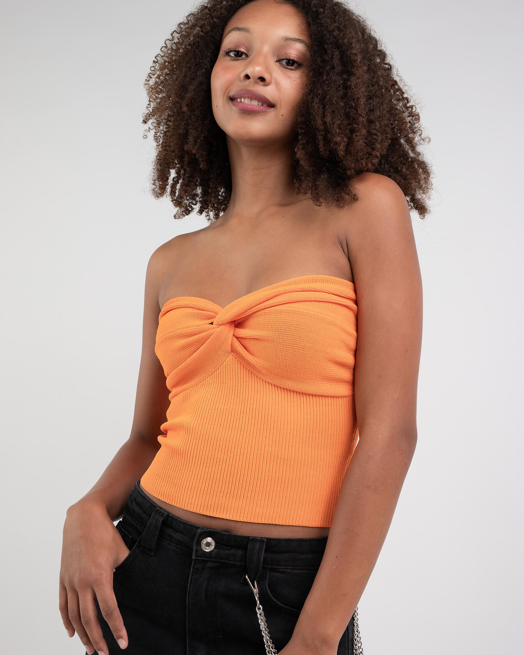 Mooloola Bianca Knit Tube Top In Orange 