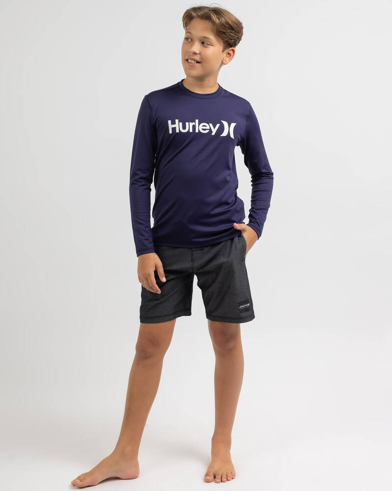 Shop Hurley Boys' One And Only Long Sleeve Rash Vest In H488 Fast
