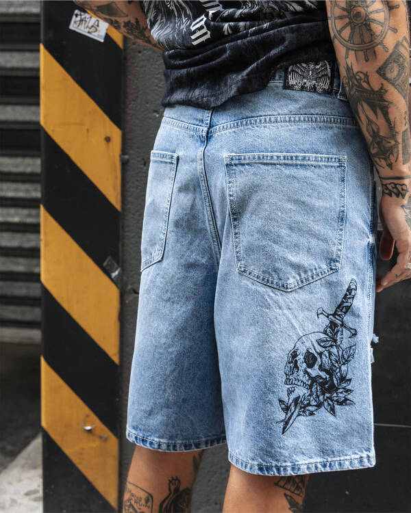 Redemption Salvation Denim Walk Shorts for Mens