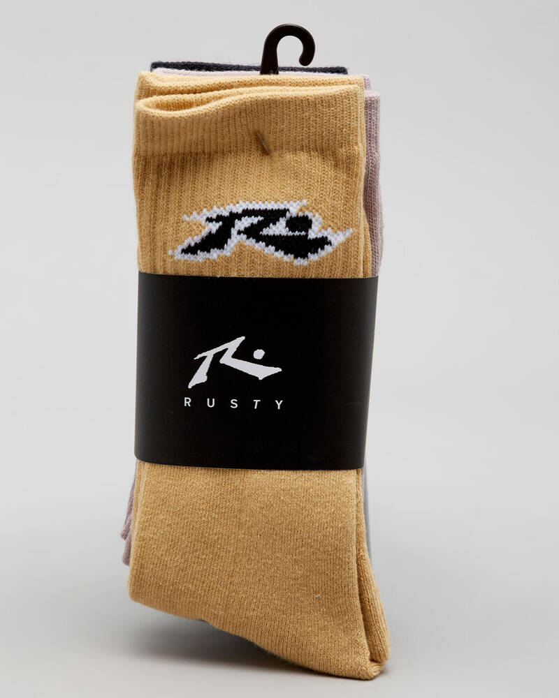 Rusty Wash Up Mid Calf Socks 3 Pack for Mens