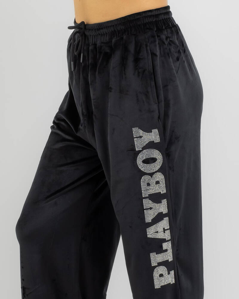 Playboy Bunny O Velour Track Pants for Womens