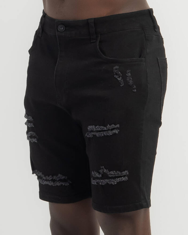 Lucid Demolished Denim Shorts for Mens