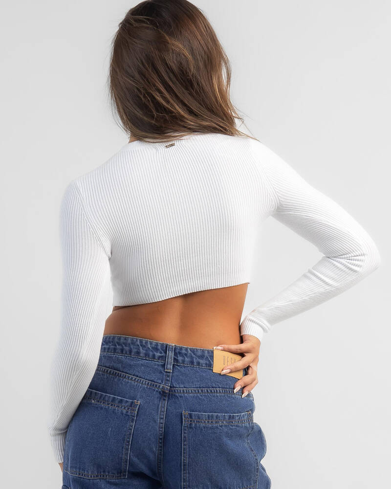 Ava And Ever Basic Long Sleeve Knit Crop Top for Womens