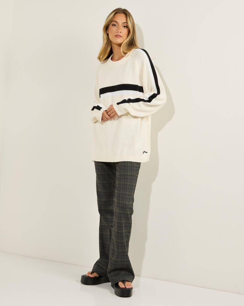 Rusty White Lines Crew Neck Knit Jumper for Womens
