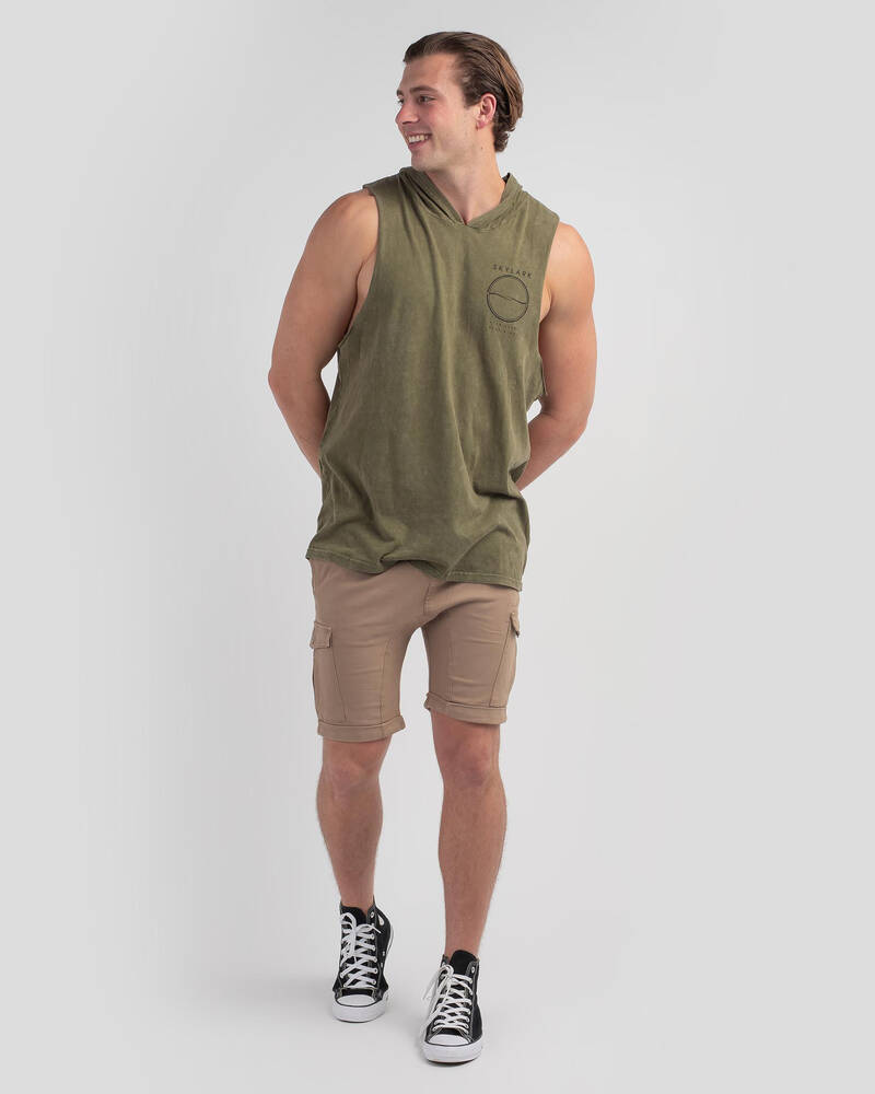 Skylark Inbound Hooded Muscle Tank In Olive Acid - Fast Shipping & Easy ...