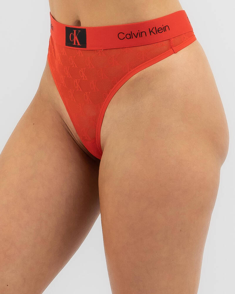 Calvin Klein 1996 Logo Lace Modern Thong for Womens