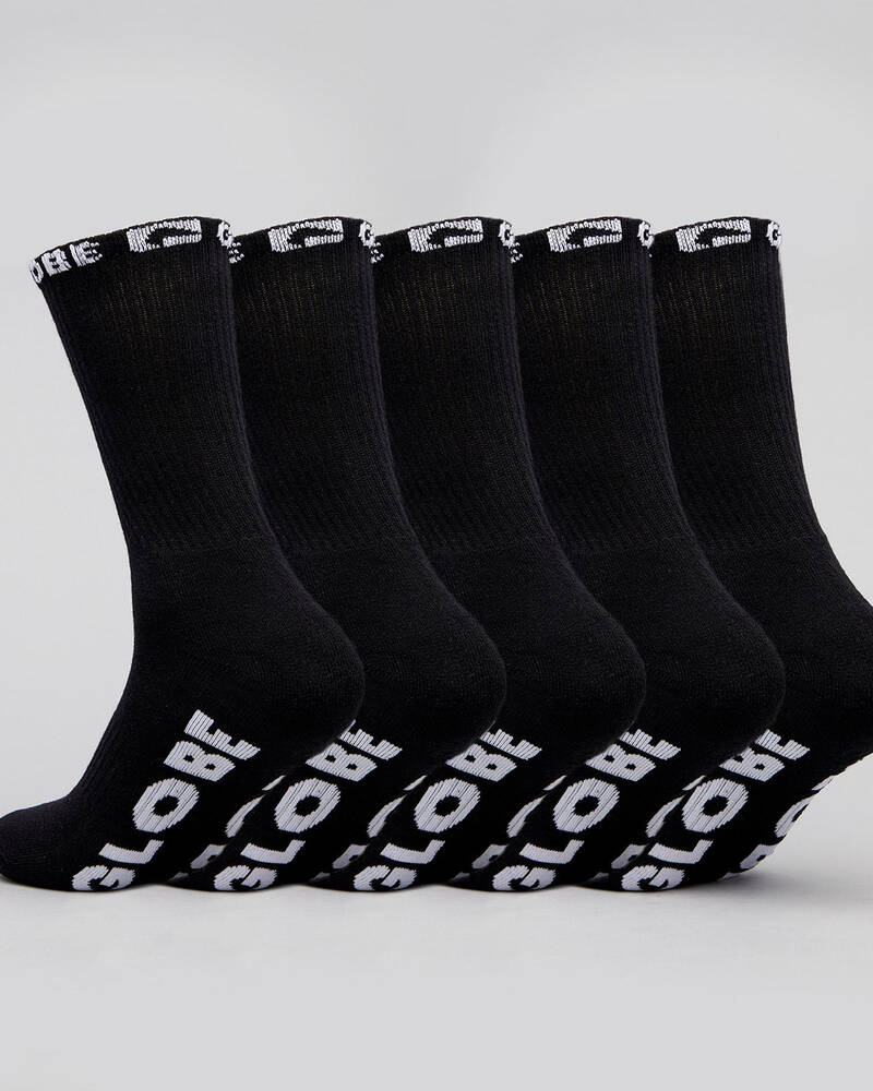 Globe Black Out Crew Socks 5 Pack for Mens