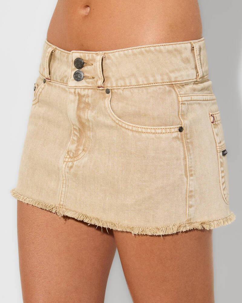 Rusty Roxxy Coffee Micro Mini Skirt for Womens
