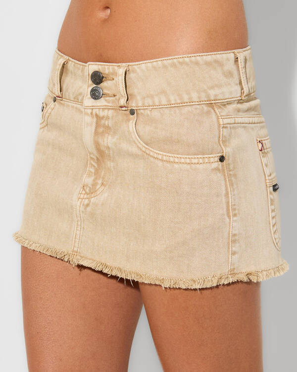 Rusty Roxxy Coffee Micro Mini Skirt for Womens