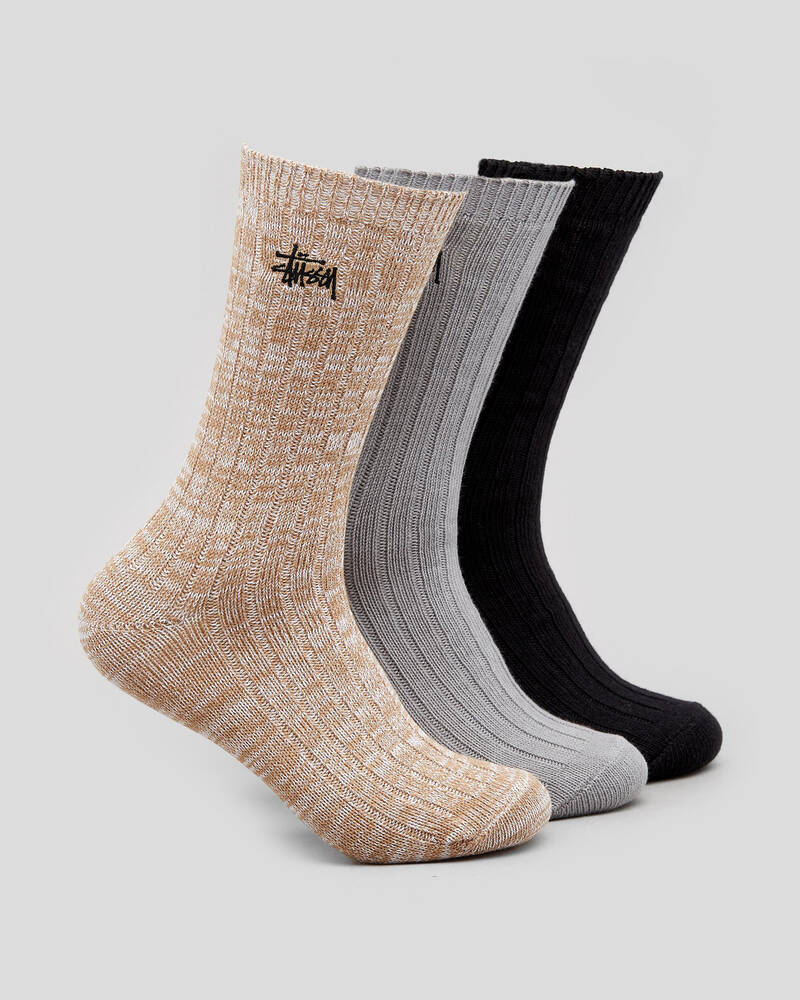 Stussy Mens' Rib Socks 3 Pack for Mens