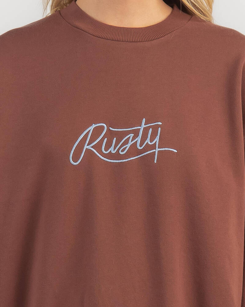 Rusty Logo Oversize Crewneck Sweatshirt for Womens
