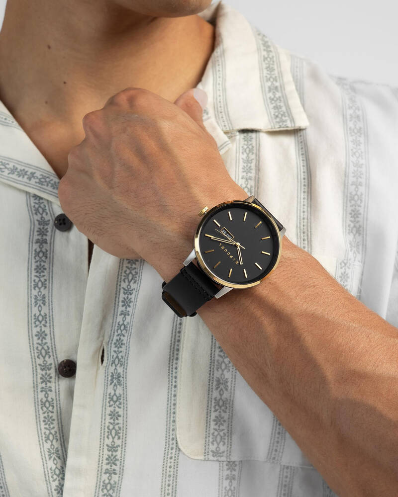 Rip Curl Detroit Black / Gold Leather Watch for Mens