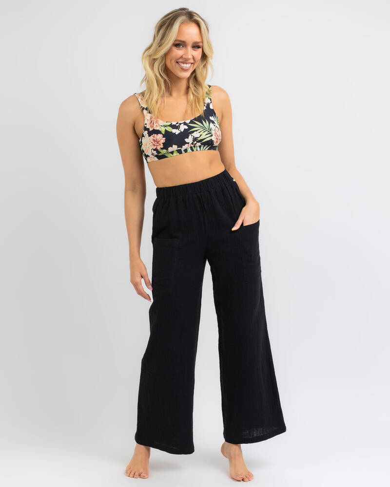 Shop Rusty Somewhere Beach Pants In Black Fast Shipping & Easy