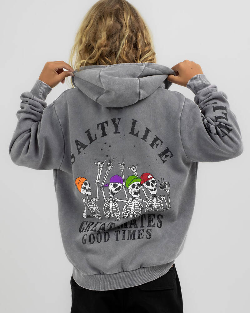 Shop Salty Life Boys' Good Times Hoodie In Lt Grey Acid Fast Shipping
