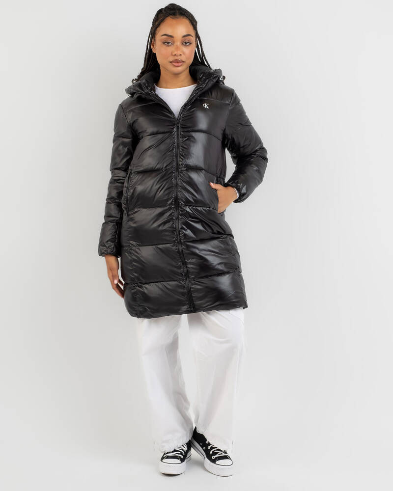 Calvin Klein Shiny Hooded Puffer Jacket for Womens