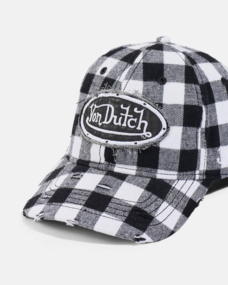 Von Dutch Distressed Plaid Dad Cap for Mens