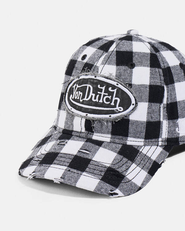 Von Dutch Distressed Plaid Dad Cap for Mens