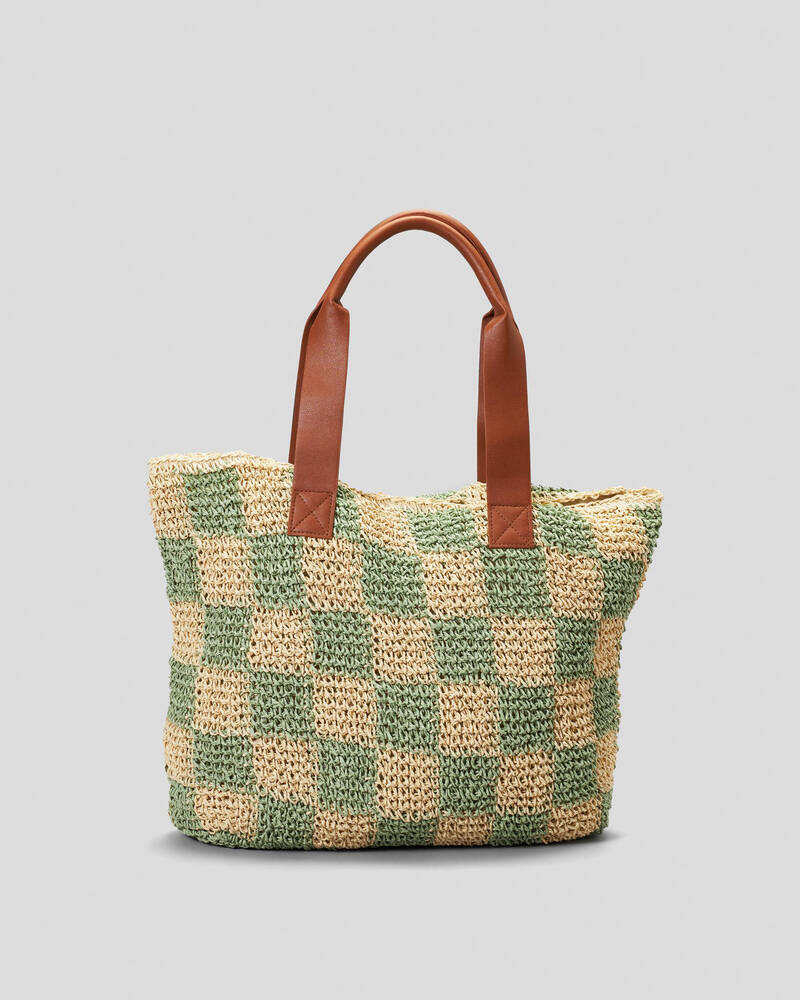 Rusty Checkmate Straw Bag for Womens