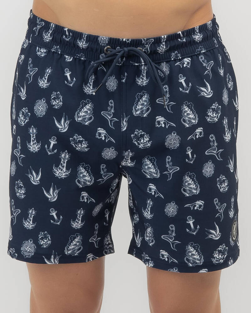 Salty Life Nautical Elastic Waist Shorts for Mens