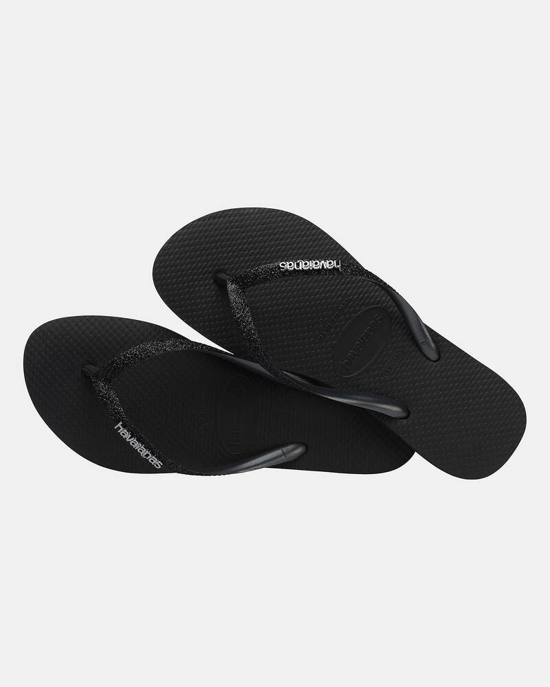 Havaianas Slim Metal Logo Glitter Thongs for Womens
