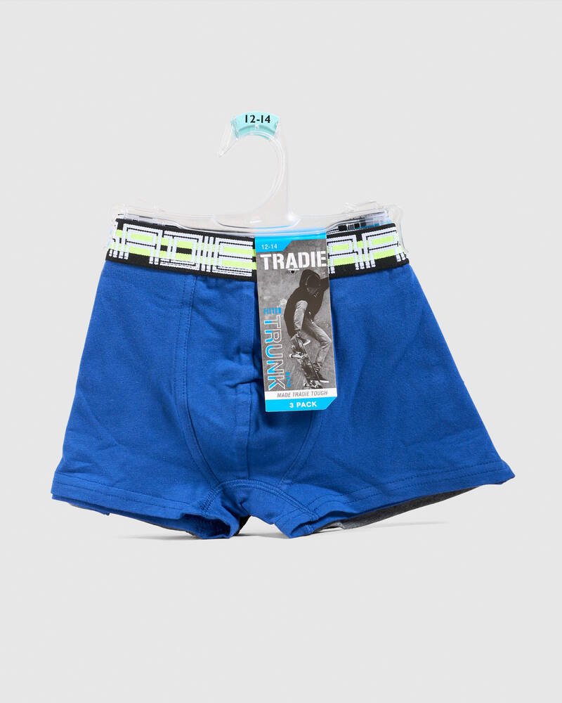 Tradie Boys' 3 Pack Fitted Trunks for Mens