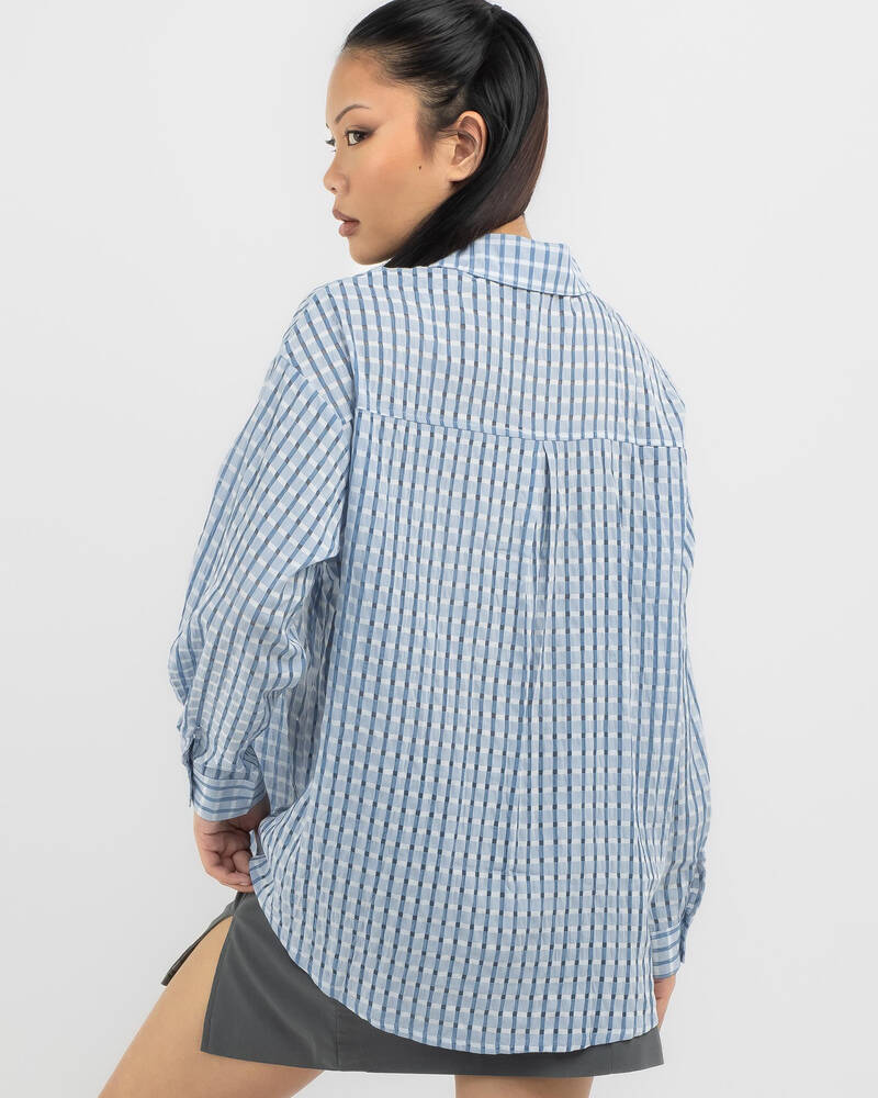 Mint Vanilla Polly Long Sleeve Check Top for Womens