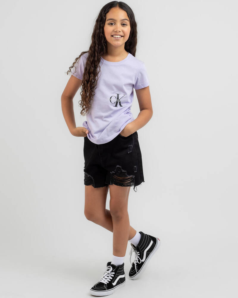 Calvin Klein Girls' Monogram Off Placed T-Shirt for Womens