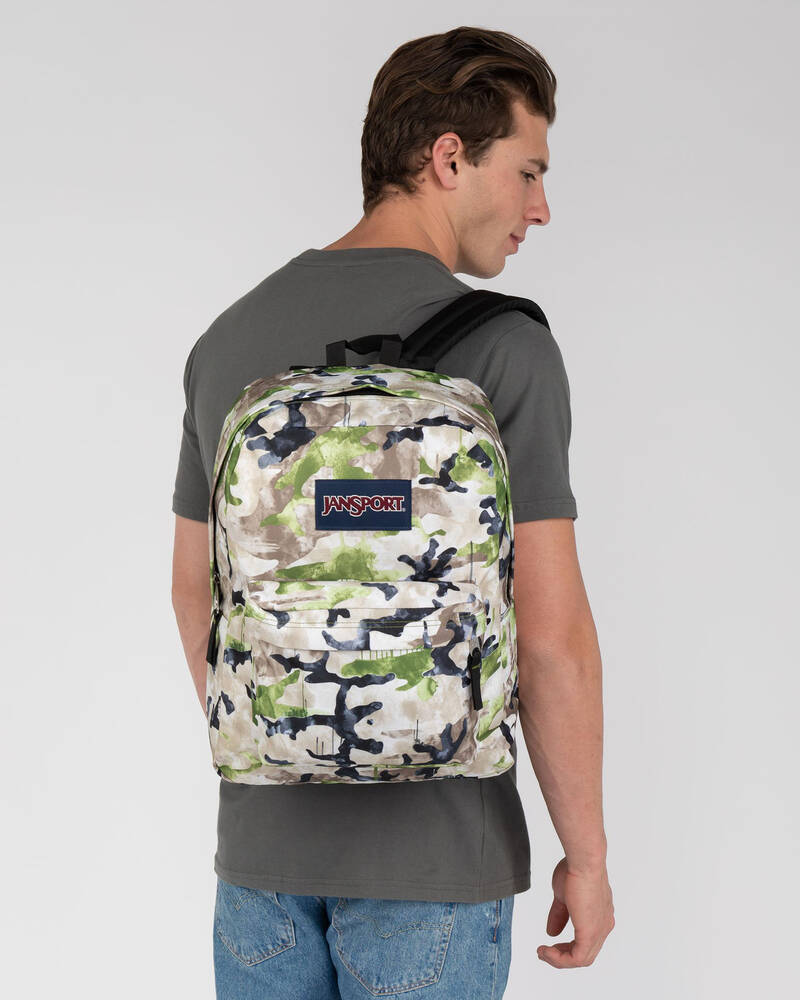 JanSport Superbreak Backpack In Pesto Green Camo Fast Shipping & Easy