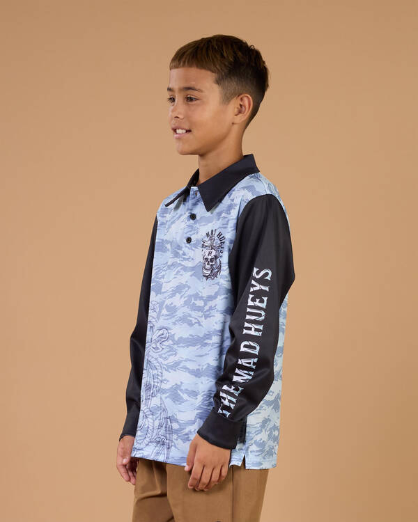 The Mad Hueys Boys' Rope Skull Anchor Fishing Shirt for Mens