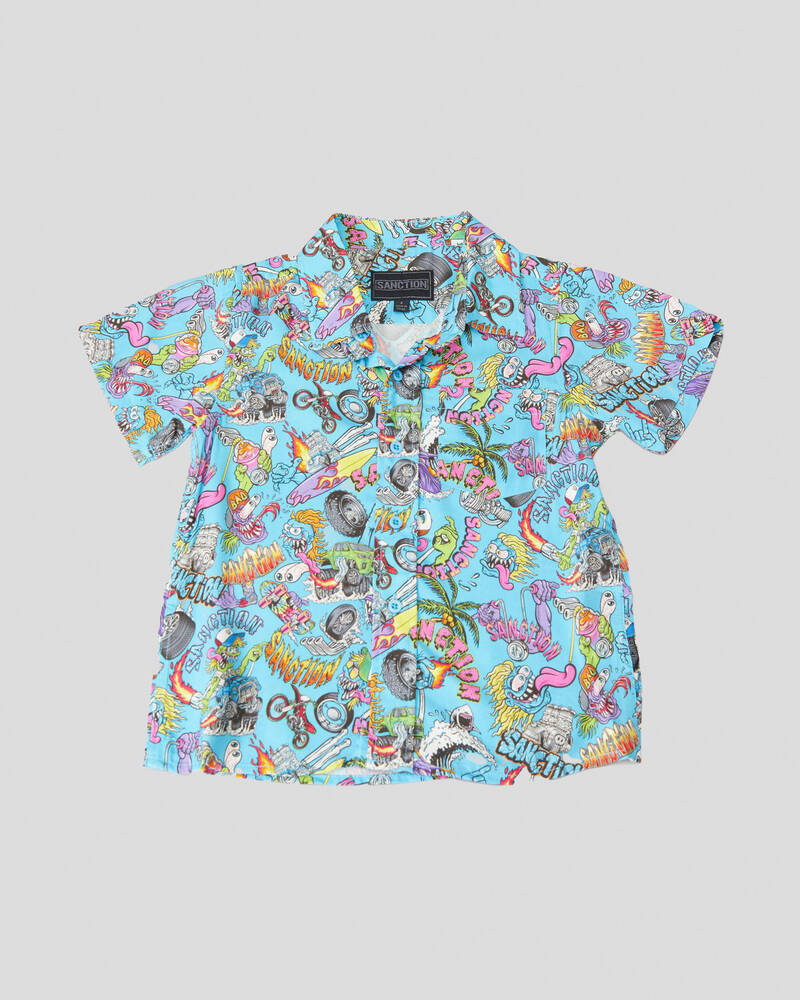Shop Sanction Toddlers' Monsterous Short Sleeve Shirt In Blue Fast