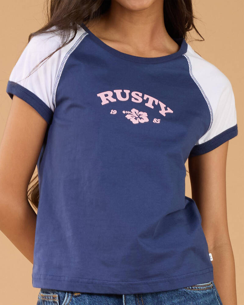 Rusty Girls' Riley Raglan Baby Tee for Womens