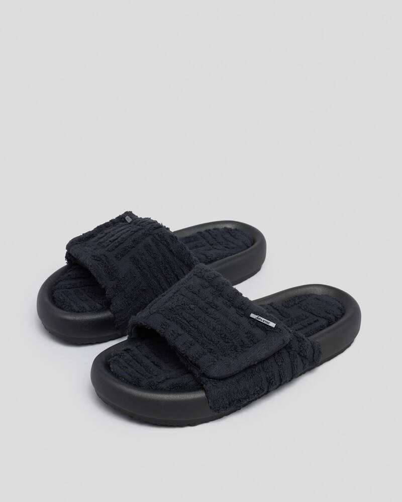 Ava And Ever Veda Towelling Slide Sandals In Black - Fast Shipping ...