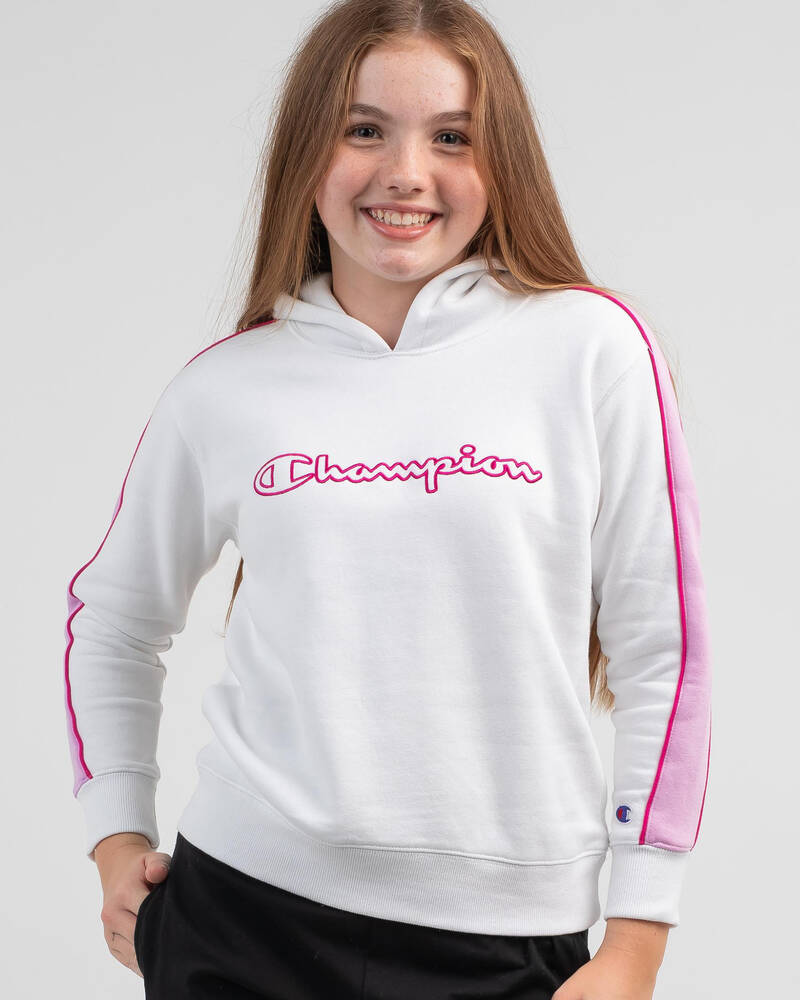Champion Girls' Rochester City Hoodie In White/lilac Wine - Fast ...