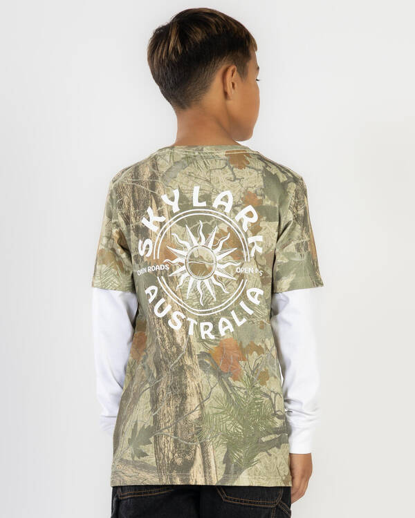 Skylark Boys' Fragment Layered Long Sleeve T-Shirt for Mens