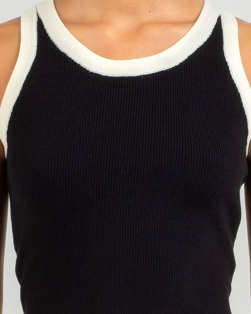 Red Berry Baseball Knit Tank Top for Womens