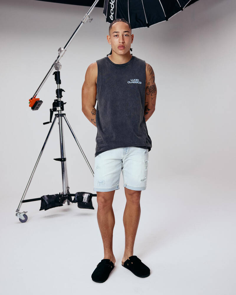 Lucid Rhodes Denim Walk Shorts for Mens