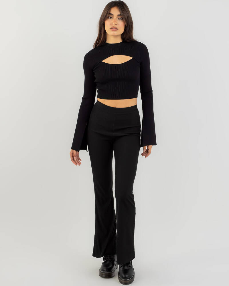 Ava And Ever Amy Cut Out Long Sleeve Knit Top for Womens