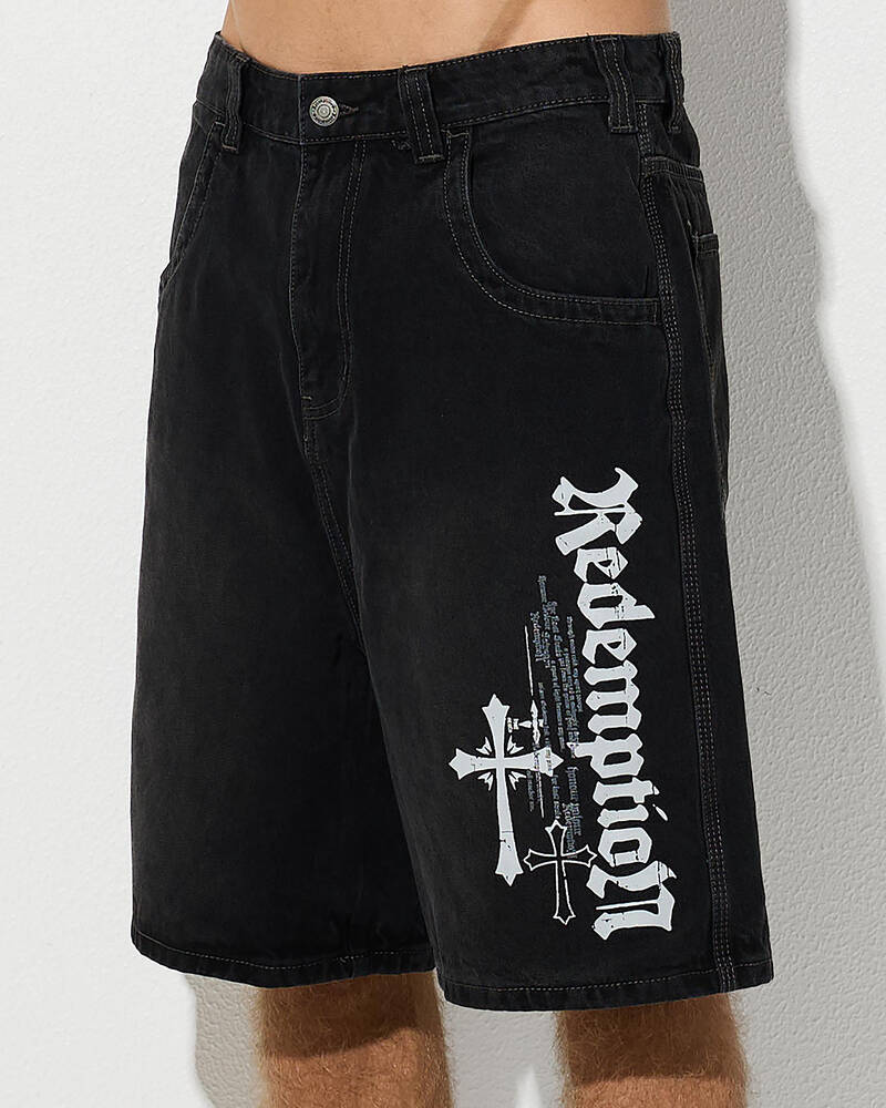 Redemption Salvation Denim Walk Shorts for Mens