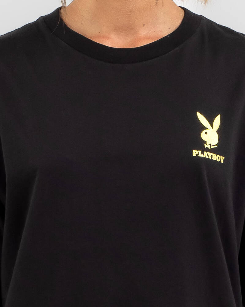 Playboy Linear Classic Bunny Stack T-Shirt for Womens