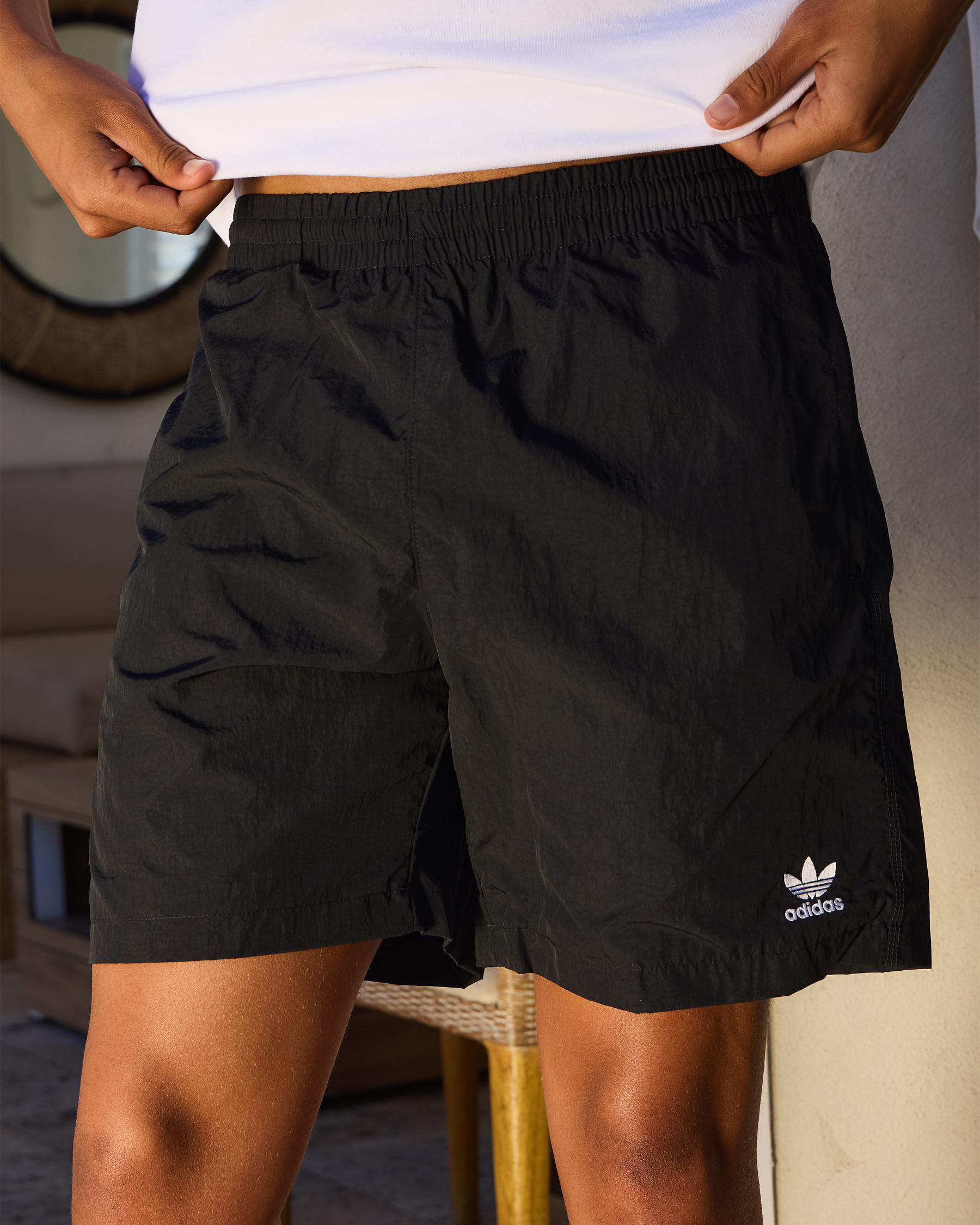 adidas Essential Woven Shorts In Black/white - FREE* Shipping
