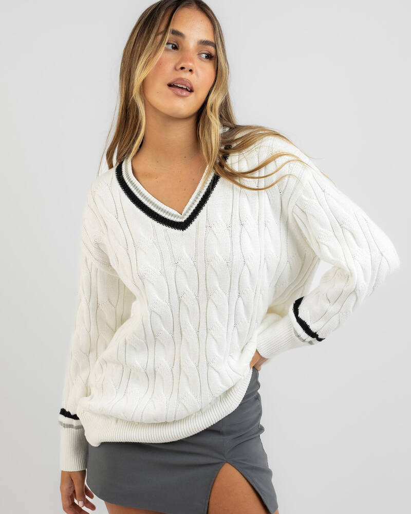 Ava And Ever Ivy League V Neck Knit Jumper for Womens